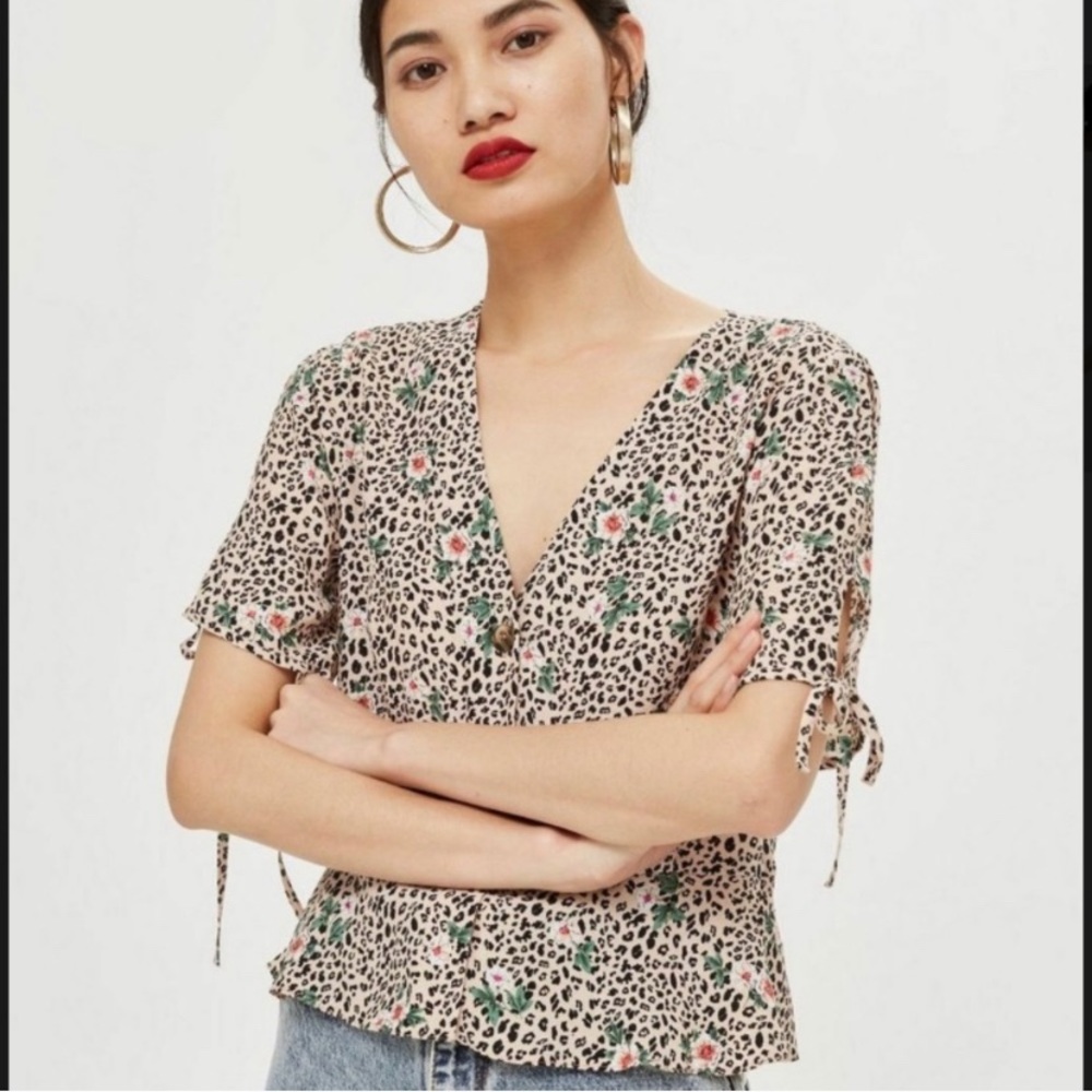 Top Shop cheetah print blouse